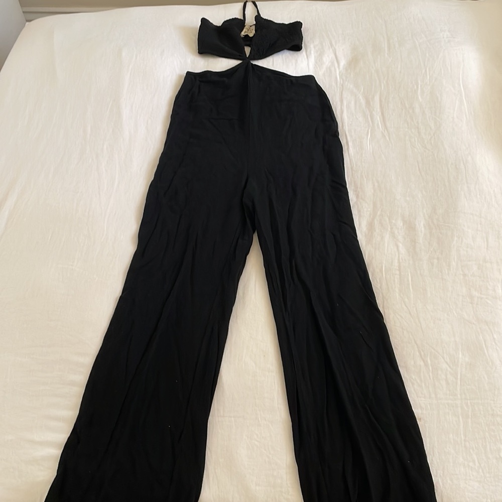 Shop Starlow Black Linen Cutout Jumpsuit